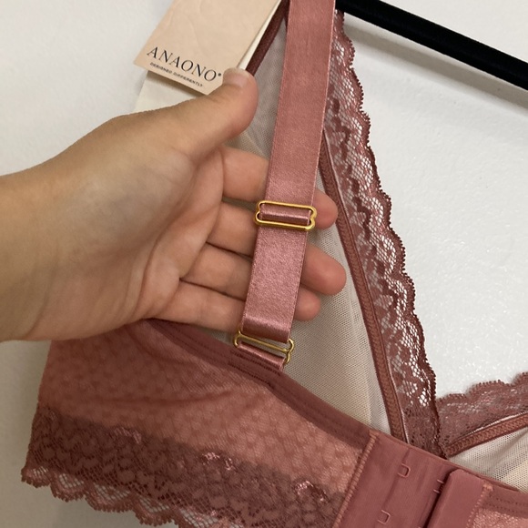 New ANAONO Bra Womens 32 Small Pink Susan Front Wrap Lace Wireless Bralette - Picture 5 of 14